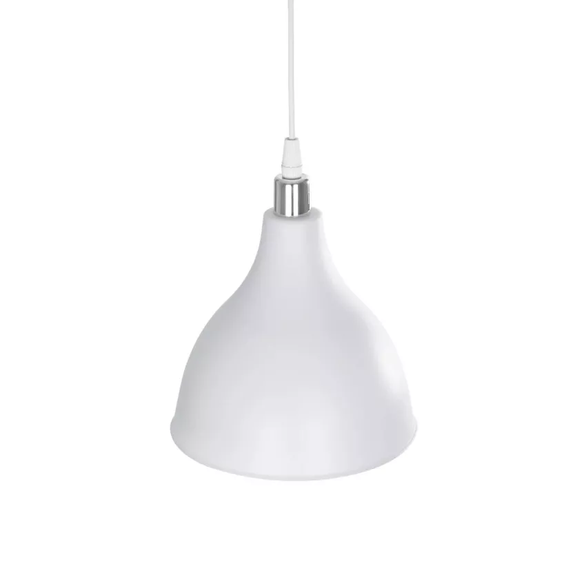 GLOBOSTAR® RADE  Μοντέρνο Κρεμαστό Φωτιστικό Οροφής με Ντουί 1 x E27 AC 220-240V IP20 - Λευκό & Ασημί - Μ18.5 x Π18.5 x Υ23cm