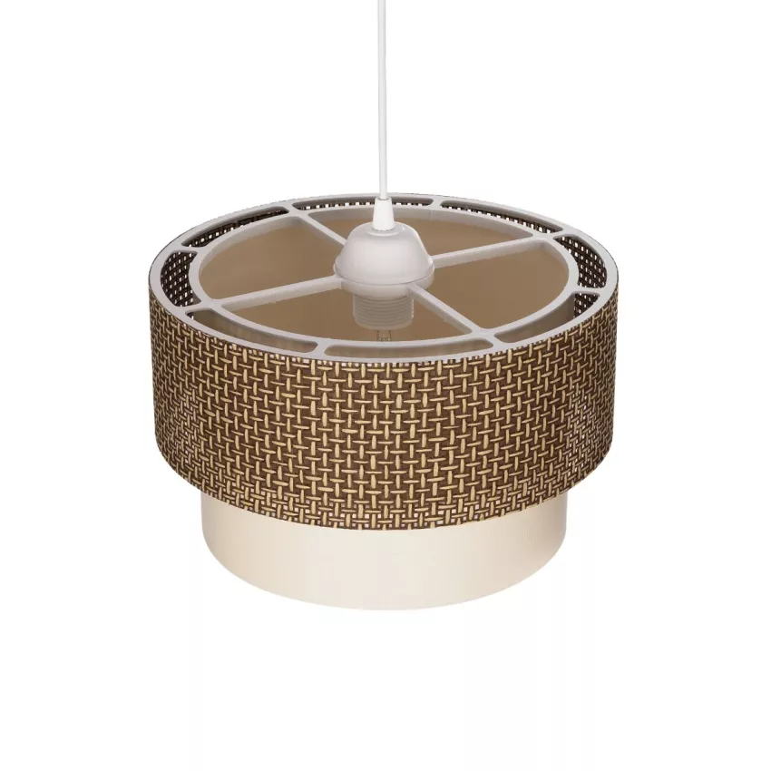 GLOBOSTAR® SISSIE  Μοντέρνο Κρεμαστό Φωτιστικό Οροφής με Ντουί 1 x E27 AC 220-240V IP20 - Καφέ & Μπεζ - Μ30 x Π30 x Υ23cm