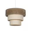 LEVEL  Μοντέρνο Κρεμαστό Φωτιστικό Καπέλο Μονόφωτο 1 x E27 IP20 Σκούρο Καφέ & Λευκό Ύφασμα - Μ38 x Π38 x Υ95cm