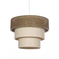LEVEL  Μοντέρνο Κρεμαστό Φωτιστικό Καπέλο Μονόφωτο 1 x E27 IP20 Σκούρο Καφέ & Λευκό Ύφασμα - Μ38 x Π38 x Υ95cm