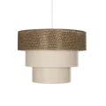 LEVEL  Μοντέρνο Κρεμαστό Φωτιστικό Καπέλο Μονόφωτο 1 x E27 IP20 Σκούρο Καφέ & Λευκό Ύφασμα - Μ38 x Π38 x Υ95cm