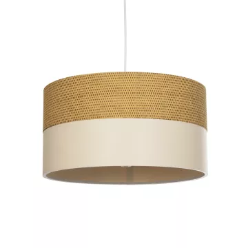 LIVA  Μοντέρνο Κρεμαστό Φωτιστικό Καπέλο Μονόφωτο 1 x E27 IP20 Καφέ & Λευκό Ύφασμα - Μ38 x Π38 x Υ95cm