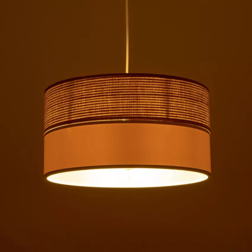 LIVA Μοντέρνο Κρεμαστό Φωτιστικό Καπέλο Μονόφωτο 1 x E27 IP20 Καφέ & Λευκό Ύφασμα - Μ38 x Π38 x Υ95cm LIVA Μοντέρνο Κρεμαστό Φωτιστικό Καπέλο Μονόφωτο 1 x E27 IP20 Καφέ & Λευκό Ύφασμα - Μ38 x Π38 x Υ95cm