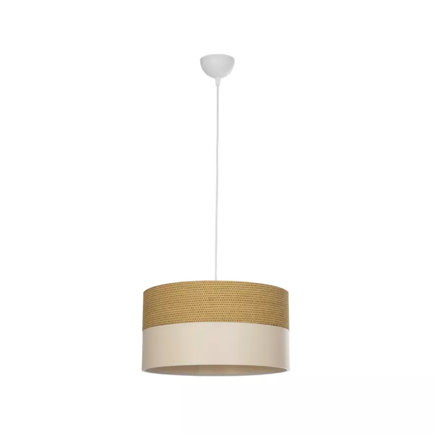 LIVA Μοντέρνο Κρεμαστό Φωτιστικό Καπέλο Μονόφωτο 1 x E27 IP20 Καφέ & Λευκό Ύφασμα - Μ38 x Π38 x Υ95cm LIVA Μοντέρνο Κρεμαστό Φωτιστικό Καπέλο Μονόφωτο 1 x E27 IP20 Καφέ & Λευκό Ύφασμα - Μ38 x Π38 x Υ95cm