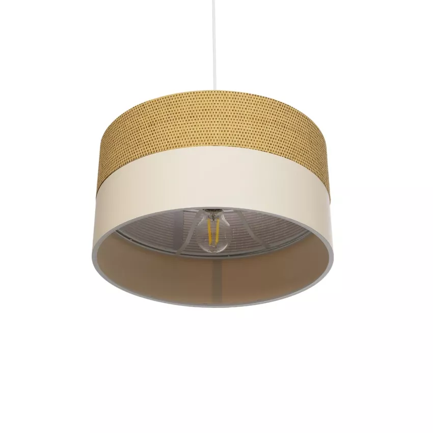 LIVA Μοντέρνο Κρεμαστό Φωτιστικό Καπέλο Μονόφωτο 1 x E27 IP20 Καφέ & Λευκό Ύφασμα - Μ38 x Π38 x Υ95cm LIVA Μοντέρνο Κρεμαστό Φωτιστικό Καπέλο Μονόφωτο 1 x E27 IP20 Καφέ & Λευκό Ύφασμα - Μ38 x Π38 x Υ95cm