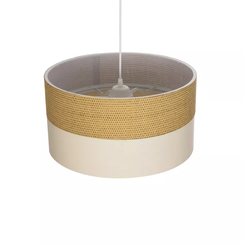 LIVA Μοντέρνο Κρεμαστό Φωτιστικό Καπέλο Μονόφωτο 1 x E27 IP20 Καφέ & Λευκό Ύφασμα - Μ38 x Π38 x Υ95cm LIVA Μοντέρνο Κρεμαστό Φωτιστικό Καπέλο Μονόφωτο 1 x E27 IP20 Καφέ & Λευκό Ύφασμα - Μ38 x Π38 x Υ95cm