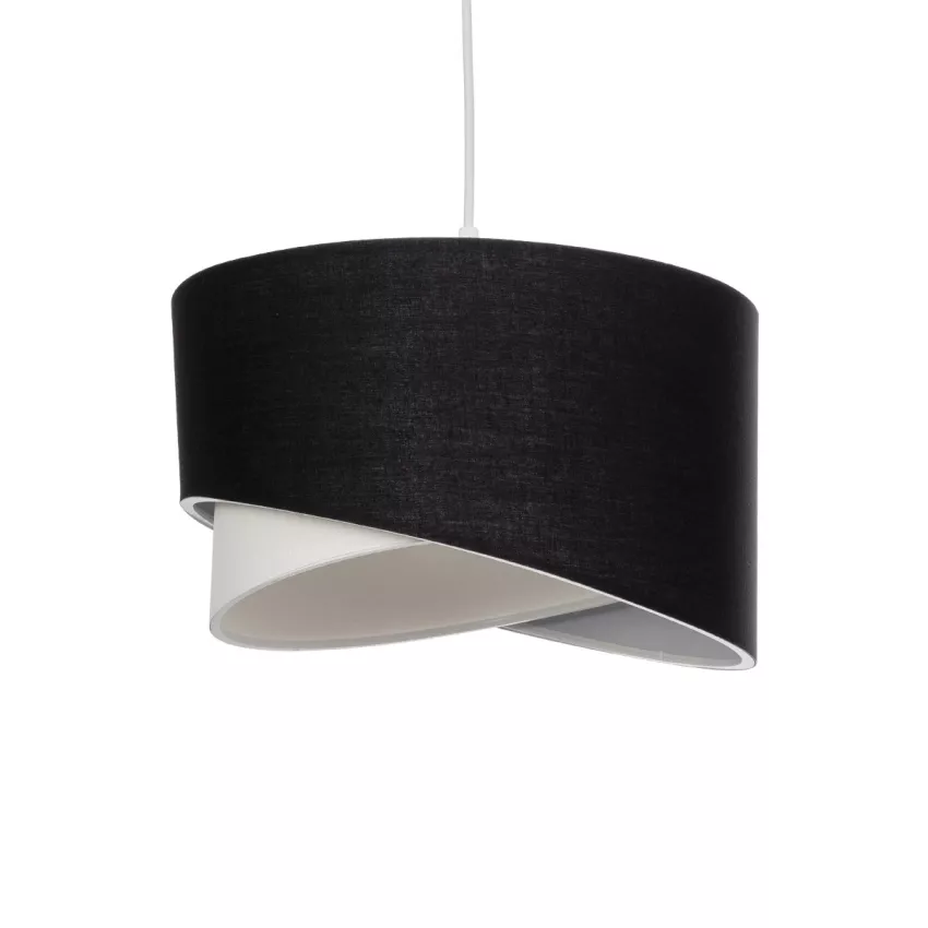 LILI  Μοντέρνο Κρεμαστό Φωτιστικό Καπέλο Μονόφωτο 1 x E27 IP20 Μαύρο & Λευκό Ύφασμα - Μ38 x Π38 x Υ95cm