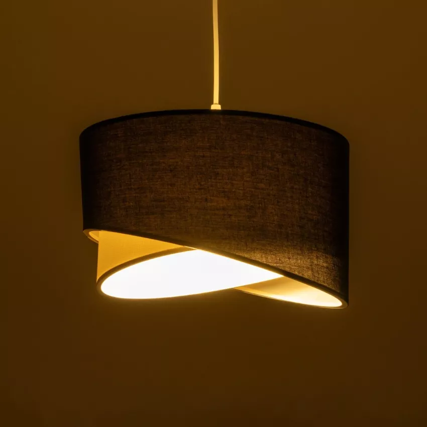 LILI  Μοντέρνο Κρεμαστό Φωτιστικό Καπέλο Μονόφωτο 1 x E27 IP20 Μαύρο & Λευκό Ύφασμα - Μ38 x Π38 x Υ95cm