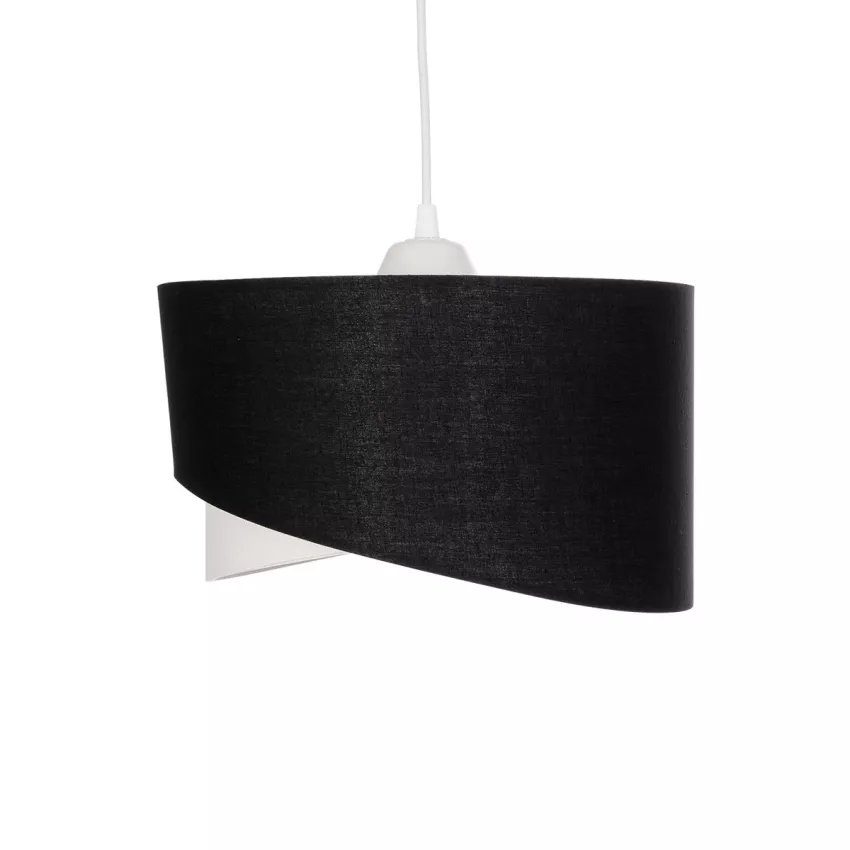 LILI  Μοντέρνο Κρεμαστό Φωτιστικό Καπέλο Μονόφωτο 1 x E27 IP20 Μαύρο & Λευκό Ύφασμα - Μ38 x Π38 x Υ95cm