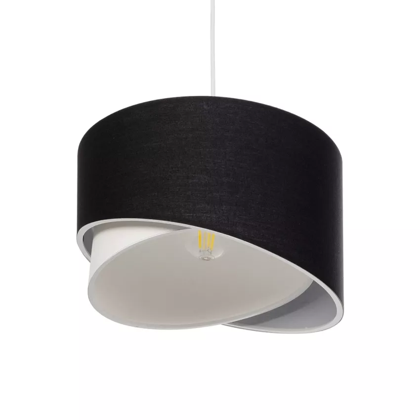 LILI  Μοντέρνο Κρεμαστό Φωτιστικό Καπέλο Μονόφωτο 1 x E27 IP20 Μαύρο & Λευκό Ύφασμα - Μ38 x Π38 x Υ95cm