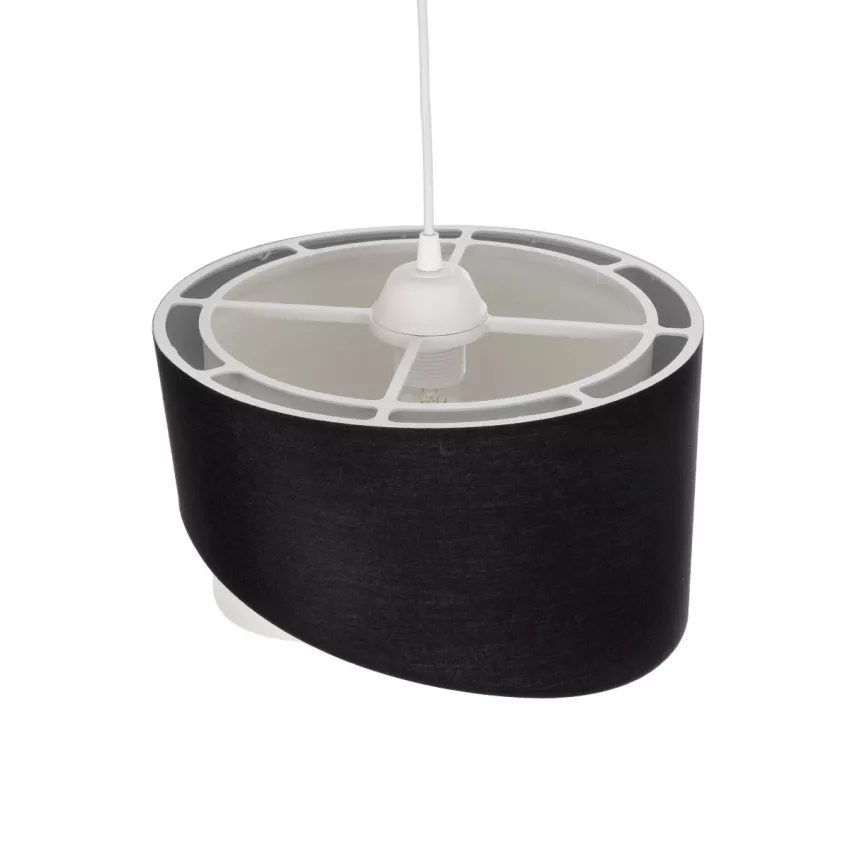 LILI  Μοντέρνο Κρεμαστό Φωτιστικό Καπέλο Μονόφωτο 1 x E27 IP20 Μαύρο & Λευκό Ύφασμα - Μ38 x Π38 x Υ95cm