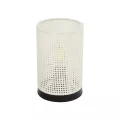 CYLINDER  Μοντέρνο Επιτραπέζιο Φωτιστικό Μονόφωτο 1 x E27 IP20 Μαύρη Βάση με Λευκό Διάτρητο Υφασμα - Μ14 x Π14 x Υ21cm