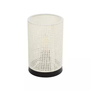 CYLINDER  Μοντέρνο Επιτραπέζιο Φωτιστικό Μονόφωτο 1 x E27 IP20 Μαύρη Βάση με Λευκό Διάτρητο Υφασμα - Μ14 x Π14 x Υ21cm