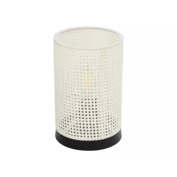 CYLINDER  Μοντέρνο Επιτραπέζιο Φωτιστικό Μονόφωτο 1 x E27 IP20 Μαύρη Βάση με Λευκό Διάτρητο Υφασμα - Μ14 x Π14 x Υ21cm
