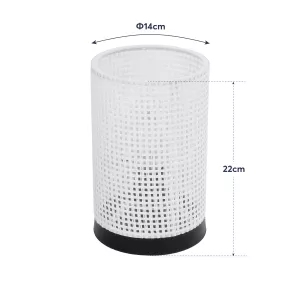 CYLINDER  Μοντέρνο Επιτραπέζιο Φωτιστικό Μονόφωτο 1 x E27 IP20 Μαύρη Βάση με Λευκό Διάτρητο Υφασμα - Μ14 x Π14 x Υ21cm