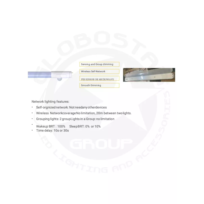 PARKING  LED Λάμπα Τύπου Φθορίου Γυάλινη T8 G13 120cm 16W 2000 lm 220° AC 220-240V IP20 Μ120 x Π3 x Υ4.7cm Ψυχρό Λευκό 6000K με MicroWave Αισθητήρα Κίνησης & 2.4GHz Wireless SMART Group Linkable - PWM Auto Dimmable