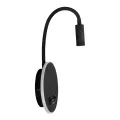GLOBOSTAR® GOOSE  Μοντέρνο Φωτιστικό Τοίχου - Απλίκα Ξενοδοχείου Reading Light με Φορτιστή USB 3A LED 6W 600lm 36° & 360° AC 220-240V IP20 Θερμό Λευκό 2700K - Bridgelux COB Chip & TÜV SÜD Driver - Μαύρο Ματ - Μ15.5 x Π22.5 x Υ30cm