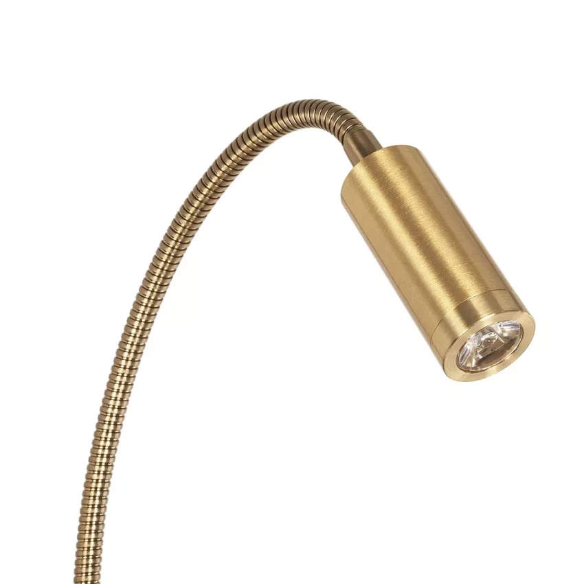 GLOBOSTAR® GOOSE  Μοντέρνο Φωτιστικό Τοίχου - Απλίκα Ξενοδοχείου Reading Light με Φορτιστή USB 3A LED 6W 540lm 36° & 360° AC 220-240V IP20 Θερμό Λευκό 2700K - CREE XPE & Lumileds SMD Chip - Χρυσό Βούρτσας - Μ15.5 x Π15 x Υ30.5cm