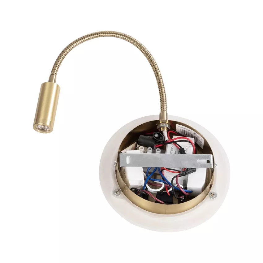 GLOBOSTAR® GOOSE  Μοντέρνο Φωτιστικό Τοίχου - Απλίκα Ξενοδοχείου Reading Light με Φορτιστή USB 3A LED 6W 540lm 36° & 360° AC 220-240V IP20 Θερμό Λευκό 2700K - CREE XPE & Lumileds SMD Chip - Χρυσό Βούρτσας - Μ15.5 x Π15 x Υ30.5cm