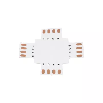 Connector + Σταυρός για RGB Ταινίες LED 7.2 & 14.4 Watt - Μ3 x Π3 x Υ0.1cm