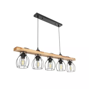 GLOBOSTAR® BARISTA  Vintage Κρεμαστό Φωτιστικό Οροφής με Ντουί 5 x E27 AC 220-240V IP20 - Μπεζ & Μαύρο - Μ100 x Π14.5 x Υ26cm