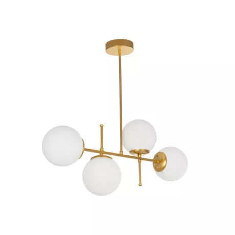 GLOBOSTAR® GLOBUS  Μοντέρνο Φωτιστικό Οροφής με Ντουί 4 x E27 AC 220-240V IP20 - Λευκό & Χρυσό - Μ70 x Π15 x Υ34cm