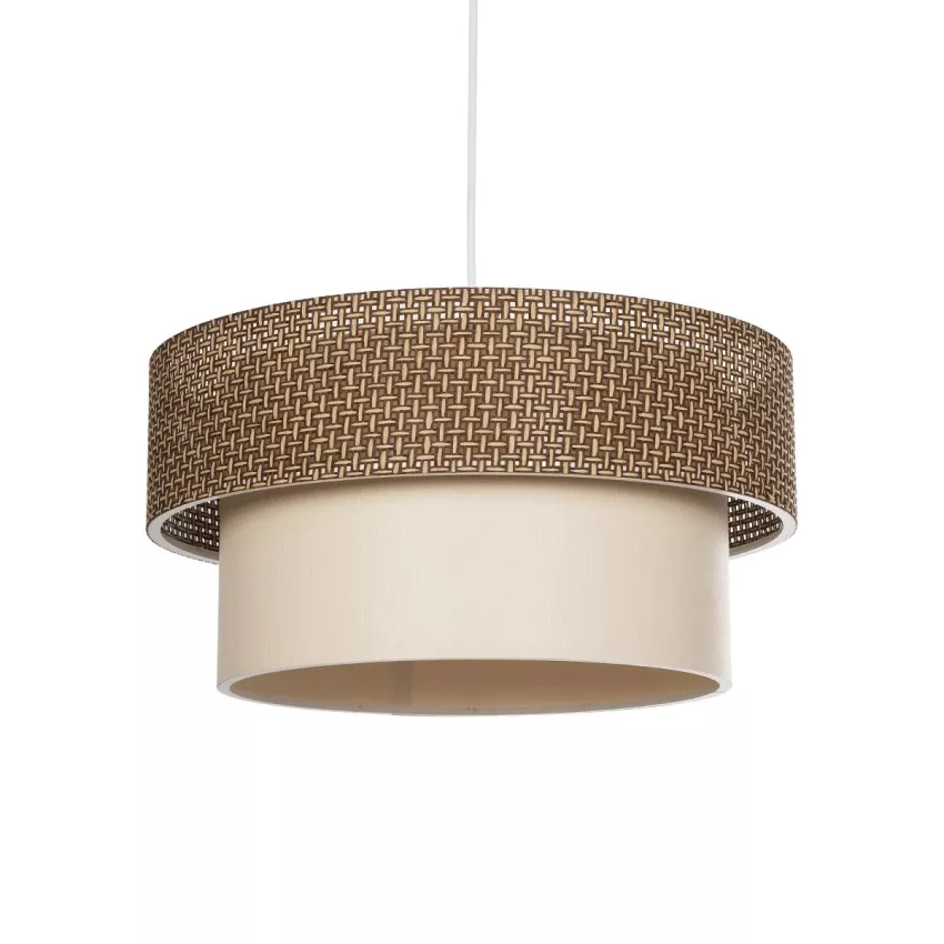 GLOBOSTAR® LIVA  Μοντέρνο Κρεμαστό Φωτιστικό Οροφής με Ντουί 1 x E27 AC 220-240V IP20 - Καφέ & Μπεζ - Μ38 x Π38 x Υ30cm