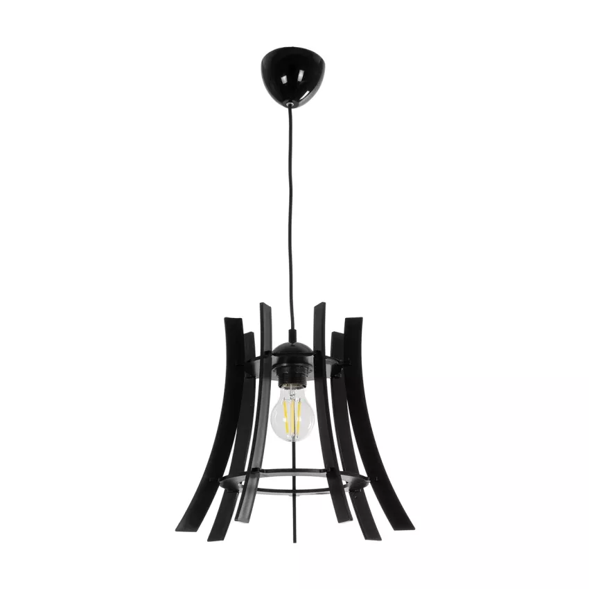 VIVIDUS  Μοντέρνο Κρεμαστό Φωτιστικό Ανάρτηση Μονόφωτο 1 x E27 IP20 Μαύρο & Διάφανο Πλαστικό - Μ30 x Π30 x Υ70cm