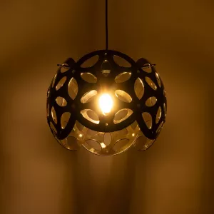 DOMINIC  Μοντέρνο Κρεμαστό Φωτιστικό Καπέλο Μονόφωτο 1 x E27 IP20 Μαύρο Πλαστικό - Μ30 x Π30 x Υ70cm