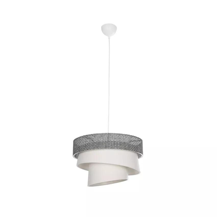 SIERA  Μοντέρνο Κρεμαστό Φωτιστικό Καπέλο Μονόφωτο 1 x E27 IP20 Γκρι & Λευκό Ύφασμα - Μ38 x Π38 x Υ95cm