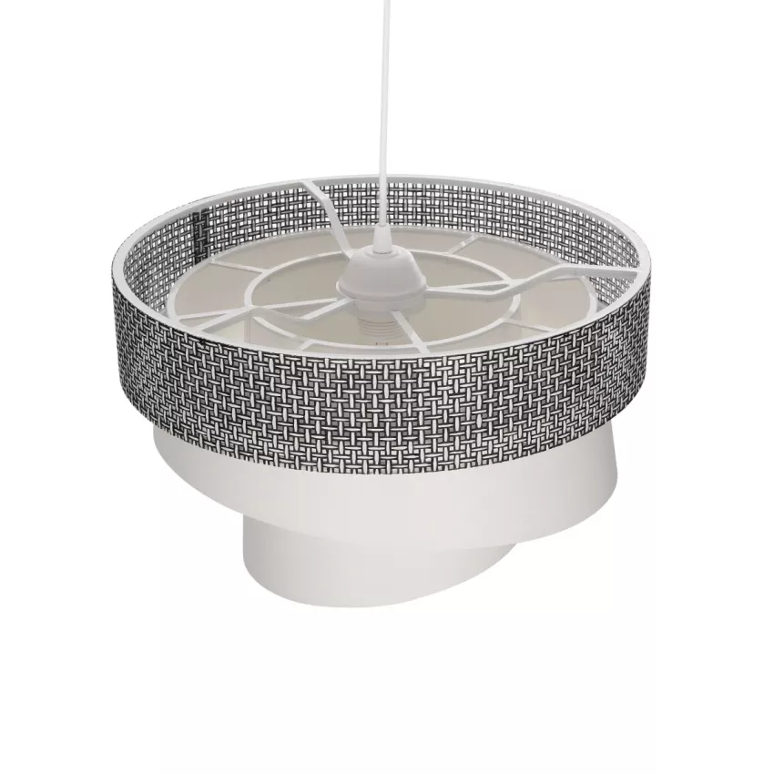 SIERA  Μοντέρνο Κρεμαστό Φωτιστικό Καπέλο Μονόφωτο 1 x E27 IP20 Γκρι & Λευκό Ύφασμα - Μ38 x Π38 x Υ95cm