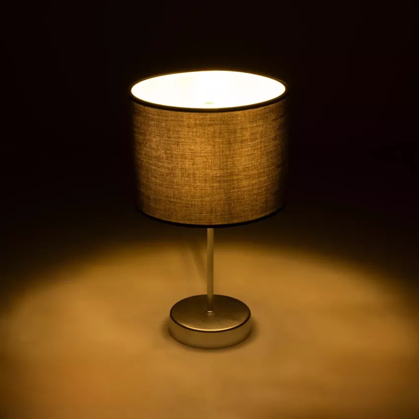 WIZ  Μοντέρνο Επιτραπέζιο Φωτιστικό Μονόφωτο 1 x E27 IP20 Ασημί Μέταλλο Με Γκρι Καπέλο- Μ22 x Π22 x Υ36.5cm