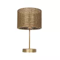 WIZ  Μοντέρνο Επιτραπέζιο Φωτιστικό Πορτατίφ Μονόφωτο 1 x E27 IP20 Χρυσο Μέταλλο με Καφέ & Μπεζ Διάτρητο Ύφασμα - Μ22 x Π22 x Υ36.5cm
