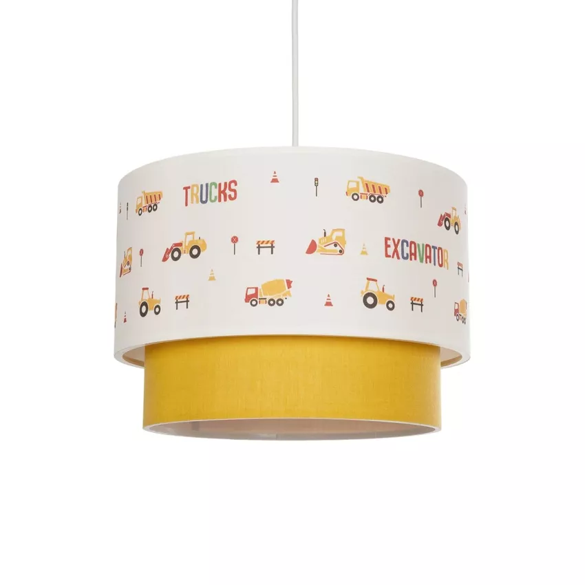 EXCAVATOR  Παιδικό Κρεμαστό Φωτιστικό Φιγούρα Μονόφωτο 1 x E27 IP20 Λευκό & Κίτρινο Ύφασμα - Μ30 x Π30 x Υ70cm