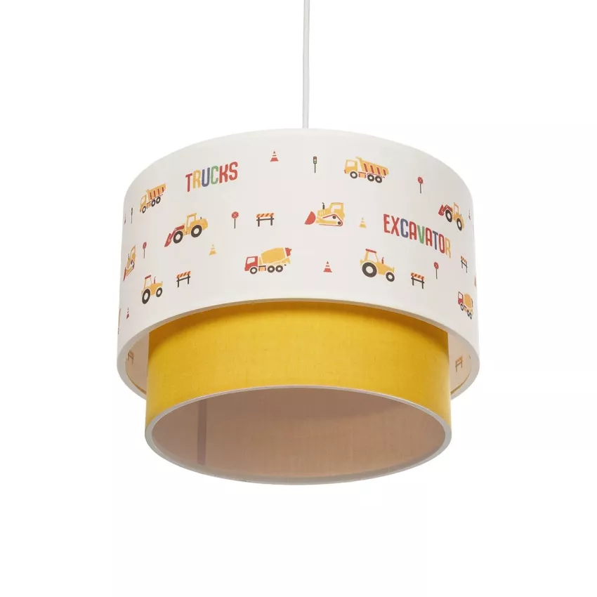 EXCAVATOR  Παιδικό Κρεμαστό Φωτιστικό Φιγούρα Μονόφωτο 1 x E27 IP20 Λευκό & Κίτρινο Ύφασμα - Μ30 x Π30 x Υ70cm