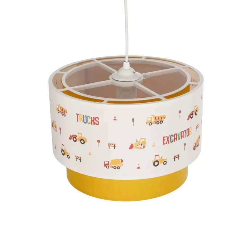 EXCAVATOR  Παιδικό Κρεμαστό Φωτιστικό Φιγούρα Μονόφωτο 1 x E27 IP20 Λευκό & Κίτρινο Ύφασμα - Μ30 x Π30 x Υ70cm