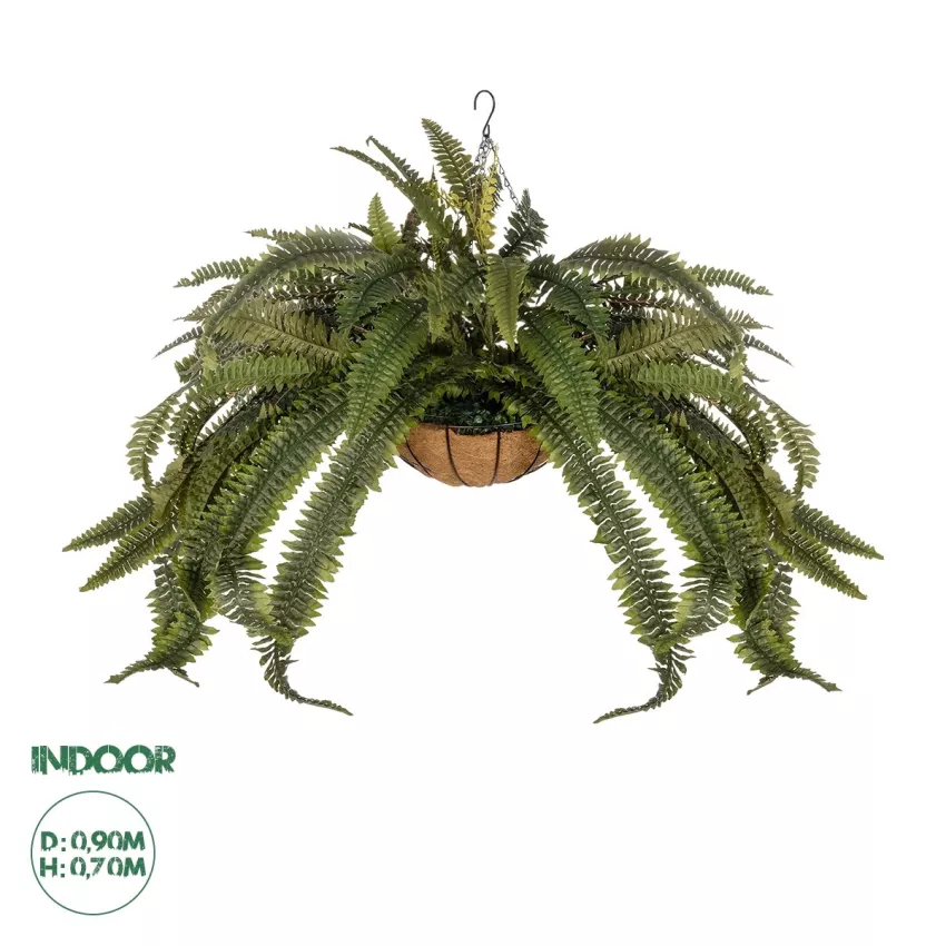 Τεχνητός Κήπος FERN HANGING   Τεχνητό Κρεμαστό Διακοσμητικό Φυτό Φτέρης Π90 x Μ90 x Y70cm