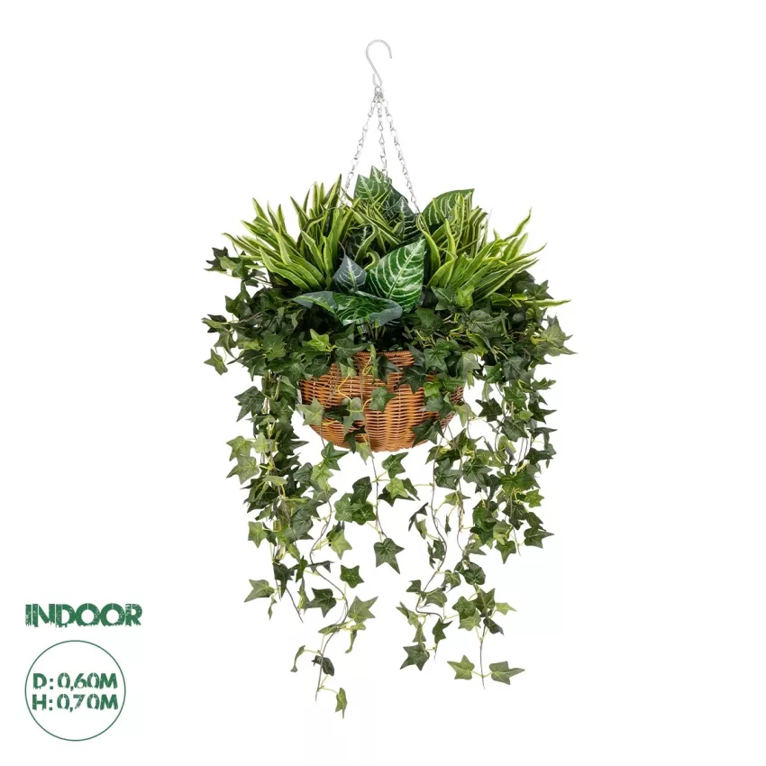 Τεχνητός Κήπος VARIOUS HANGING   Τεχνητό Κρεμαστό Διακοσμητικό Φυτό Φτέρης Π60 x Μ60 x Y70cm