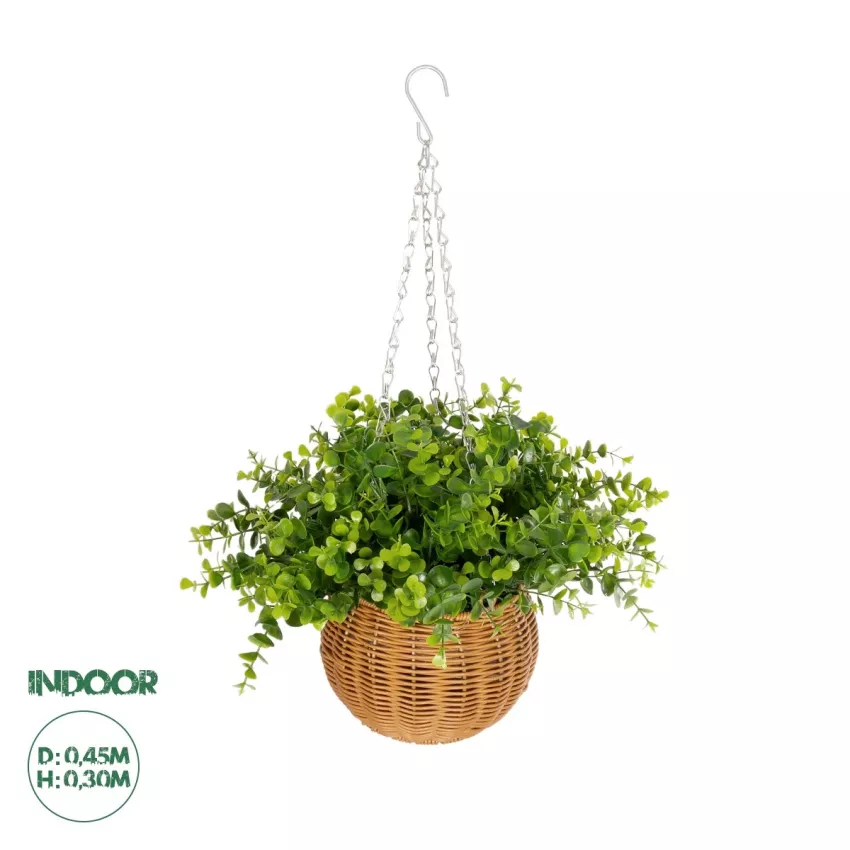 Τεχνητός Κήπος EUCALYPTUS HANGING   Τεχνητό Κρεμαστό Διακοσμητικό Φυτό Φτέρης Π45 x Μ45 x Y30cm