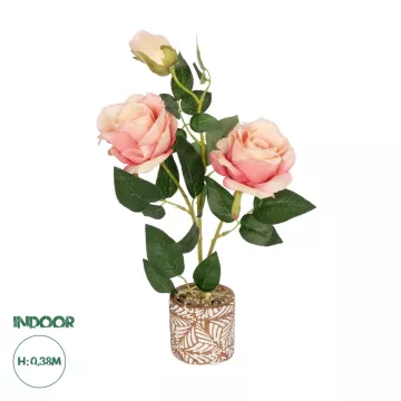 Τεχνητός Κήπος PINK ROSE 20984 Διακοσμητικό Φυτό Ροζ Τριαντάφυλλα  Υ38cm