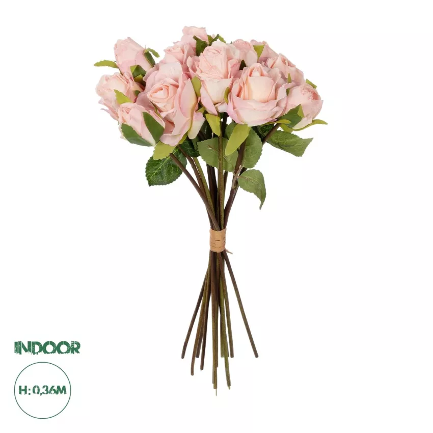 Τεχνητός Κήπος PINK ROSE BOUQUET  Τεχνητό Διακοσμητικό Μπουκέτο Τριαντάφυλλα Ροζ Y36cm