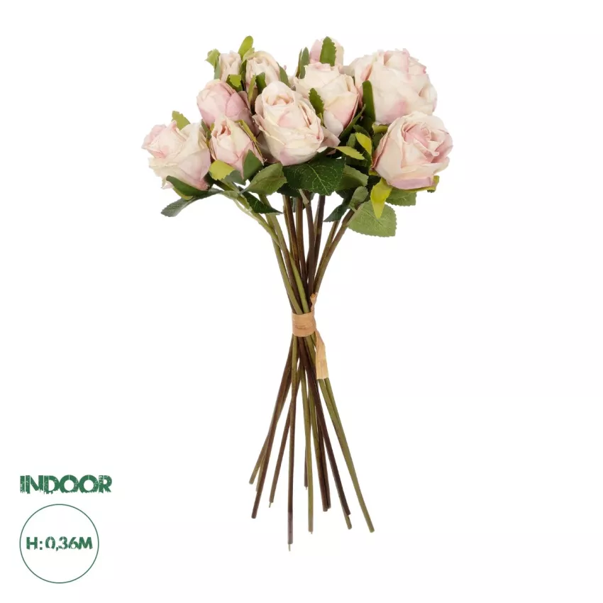 Τεχνητός Κήπος PINK ROSE BOUQUET  Τεχνητό Διακοσμητικό Μπουκέτο Τριαντάφυλλα Ροζ Y36cm
