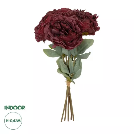 Τεχνητός Κήπος RED PEONY FLOWER BOUQUET  Τεχνητό Διακοσμητικό Μπουκέτο Κόκκινο Παιώνιας Y43cm