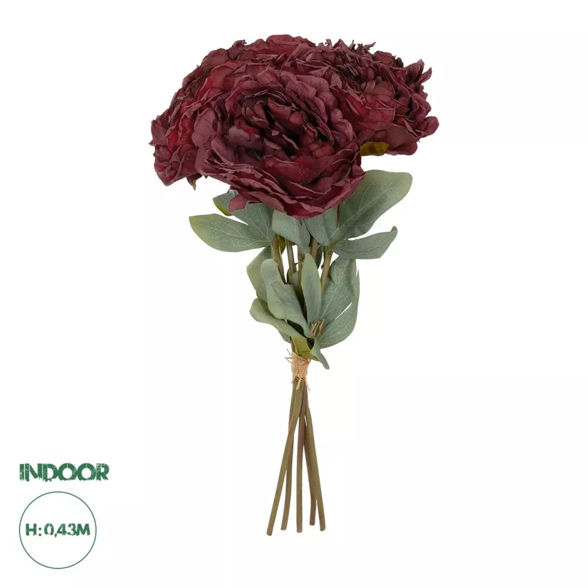 Τεχνητός Κήπος RED PEONY FLOWER BOUQUET  Τεχνητό Διακοσμητικό Μπουκέτο Κόκκινο Παιώνιας Y43cm