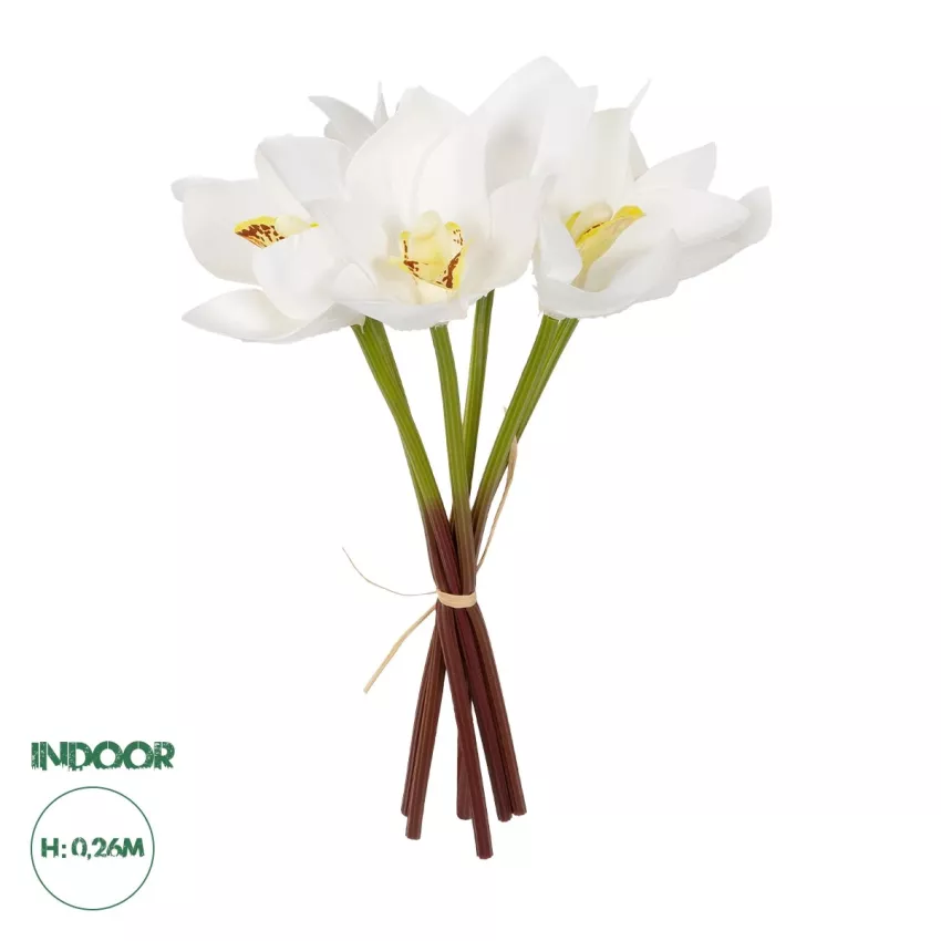 Τεχνητός Κήπος WHITE ORCHID BOUQUET  Τεχνητό Διακοσμητικό Μπουκέτο Λευκής Ορχιδέας Y26cm