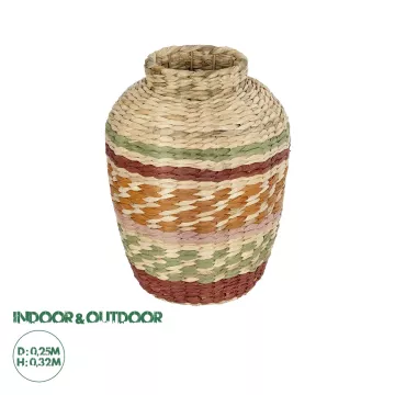 Τεχνητός Κήπος TORONTO  Διακοσμητικό Πλεκτό Καλάθι - Κασπώ Γλάστρα -  Μπεζ με Πολύχρομο Π25 x M25 x Υ32cm