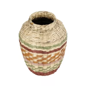 Τεχνητός Κήπος TORONTO  Διακοσμητικό Πλεκτό Καλάθι - Κασπώ Γλάστρα -  Μπεζ με Πολύχρομο Π25 x M25 x Υ32cm