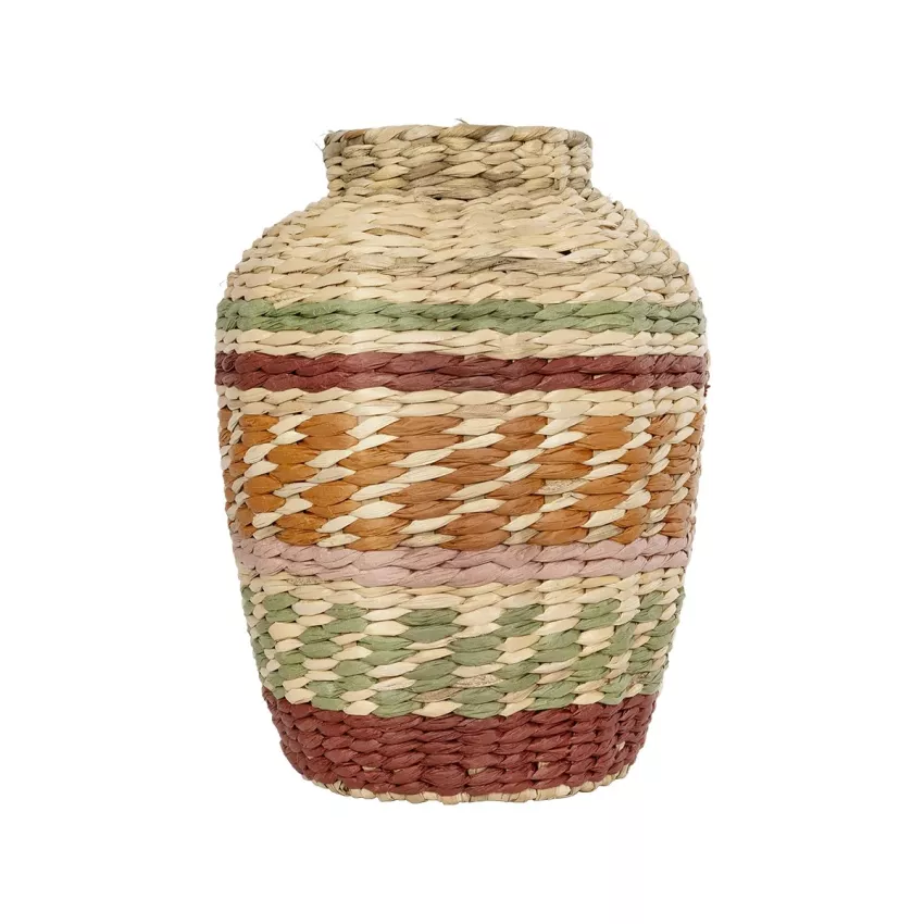 Τεχνητός Κήπος TORONTO  Διακοσμητικό Πλεκτό Καλάθι - Κασπώ Γλάστρα -  Μπεζ με Πολύχρομο Π25 x M25 x Υ32cm