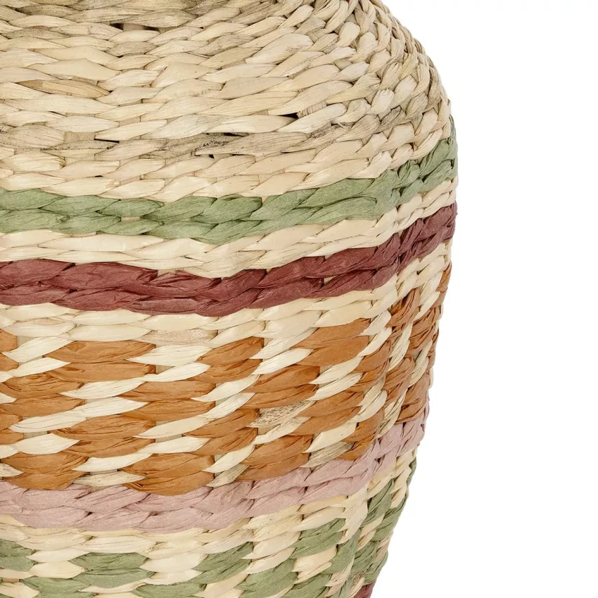 Τεχνητός Κήπος TORONTO  Διακοσμητικό Πλεκτό Καλάθι - Κασπώ Γλάστρα -  Μπεζ με Πολύχρομο Π25 x M25 x Υ32cm