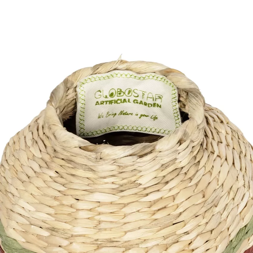 Τεχνητός Κήπος TORONTO  Διακοσμητικό Πλεκτό Καλάθι - Κασπώ Γλάστρα -  Μπεζ με Πολύχρομο Π25 x M25 x Υ32cm